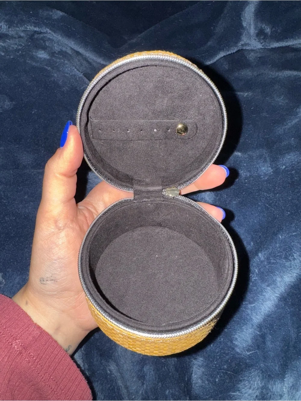 a.new day Round Woven Jewelry Case - Mustard